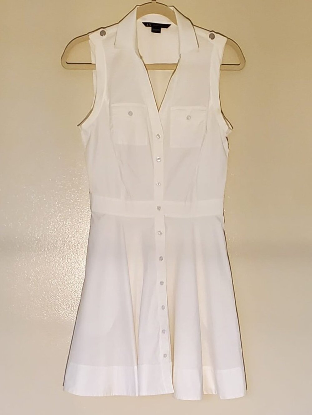 Armani Exchange White Cotton Fit & Flare Shirt Dress, 6 - Picture 13 of 14